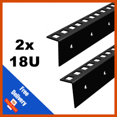 2 x 18u 19 Inch Rack Strip Rails for Rack Cabinets Flight Cases Pairs ...