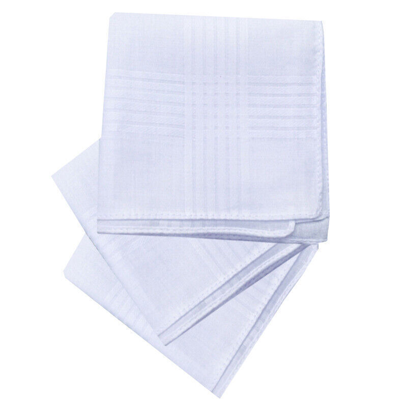 13PCS Men's Handkerchiefs White 100 Cotton Pocket Squares Soft Hankies