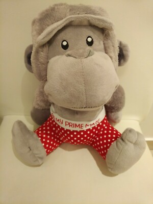 Morrisons grau Stofftier Affe ''Be My Prime Mate'' 10 Zoll