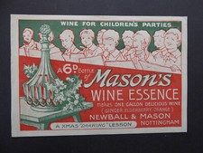 Mason's Wine Essence leaflet Wine Childrens Parties Newball Mason Nottingham