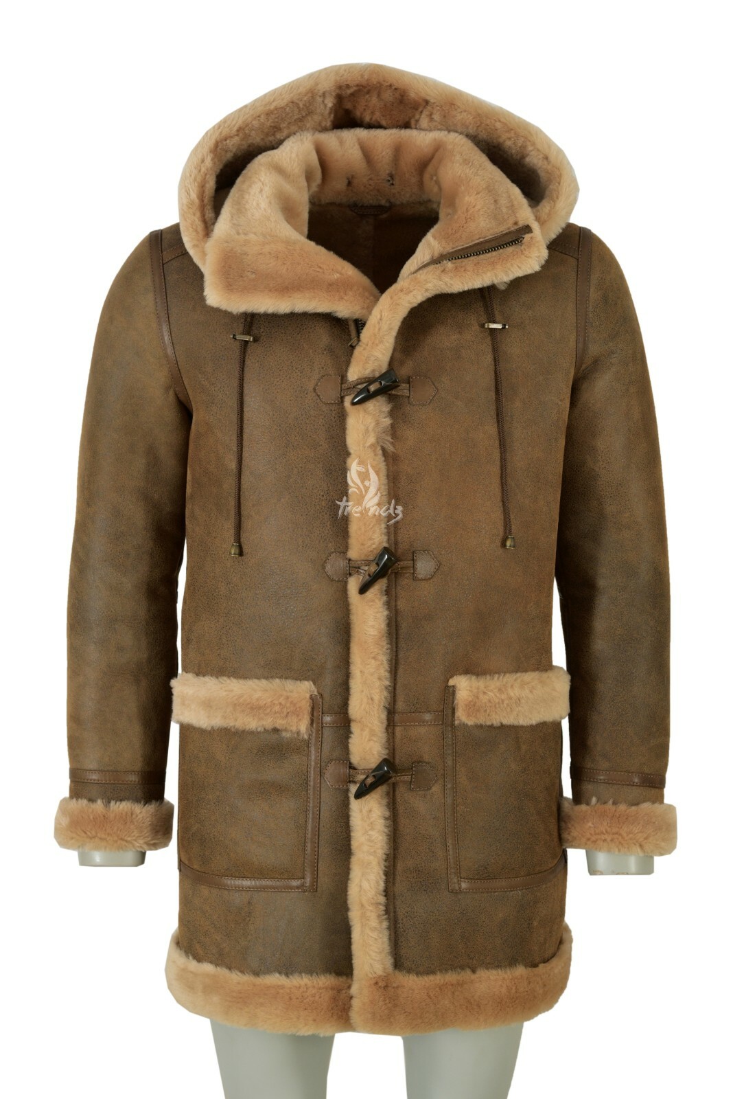 ALTRA Cappotto borsone da uomo pelle di pecora cappuccio in pelliccia naturale pelliccia shearling cappotto con cappuccio lungo
