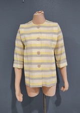 Vintage V.l.p. Yellow White Blue Striped Blazer Jacket Top S