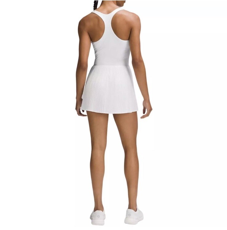 scoop-neck pleated tennis dress Lululemon Scoop-Neck Pleated Tennis Dress - White / White