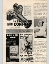 1955 Paper Ad Zeiss Ikon Contax Camera Universal Finder Sonnar Telephoto Lens