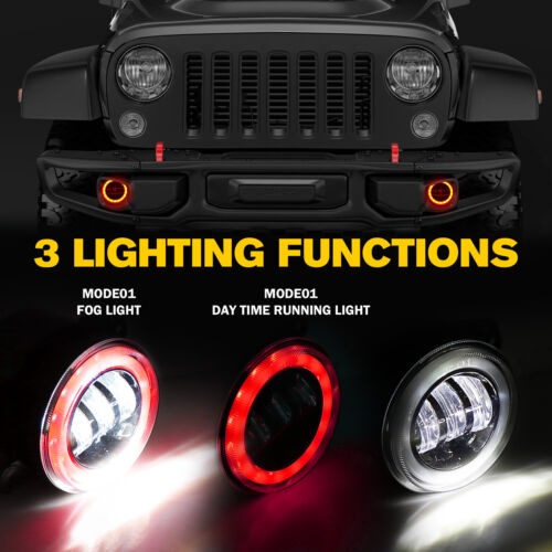 Luces antiniebla LED 2x 4 pulgadas parachoques delantero luces de conducción para Jeep Wrangler JK JL JT - Imagen 5 de 16
