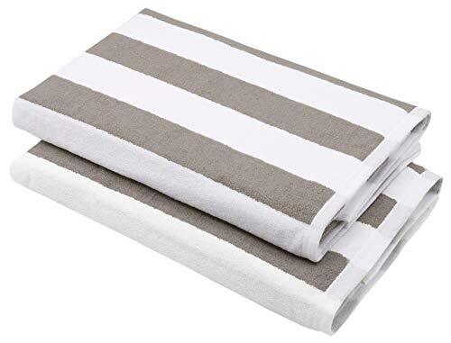 Serviette sauna coton 70x180 cm grand drap de bain absorbant gris et blanc lot de 2