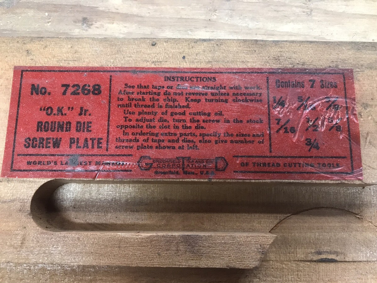Vintage Greenfield Tap and Die Set in Orignal Wooden Box No. 7268