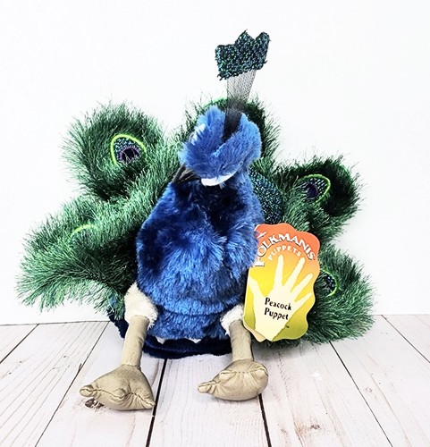 Folkmanis Peacock Hand Puppet Plush Stuffed Animal Bird Toy NWT - Picture 2 of 8