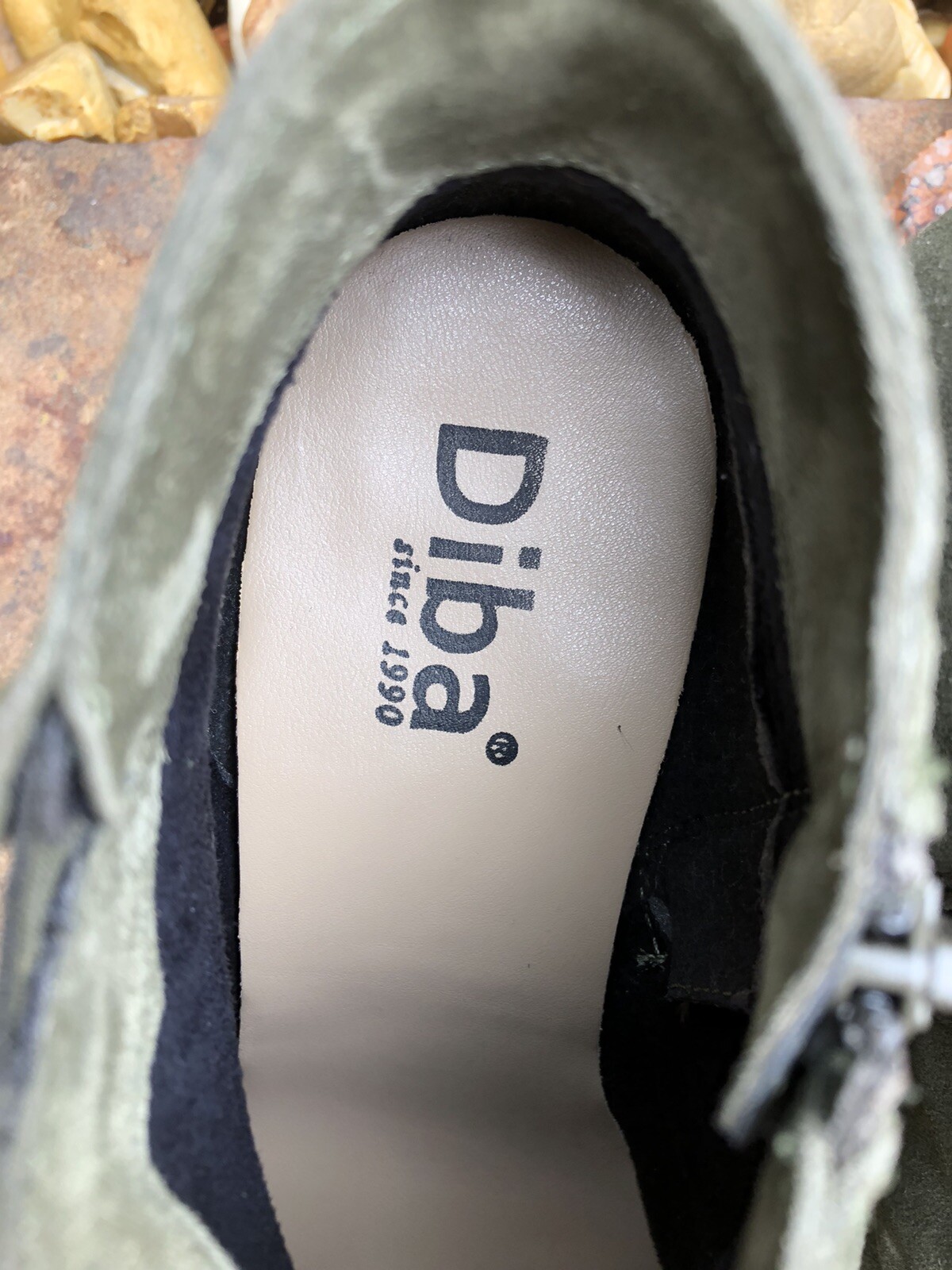 Diba Leather Suede Western Ankle Boot Women's Sz 8.5 Green