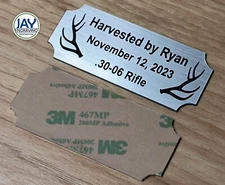 Custom Engraved 1.25x3 Silver 1st Elk Hunt Trophy Plaque Plate Emblem Bull Deer