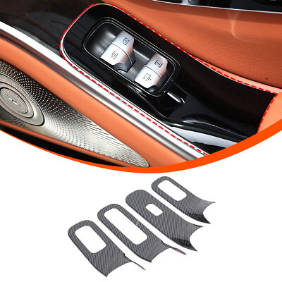 ABS Carbon Fiber Power Window Switch Trim For Benz S-Class W223 2021-2024