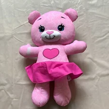 Tomy Doodle Bear Pink Tutu Heart Plush Blue Eyes Stuffed Animal Soft Toy