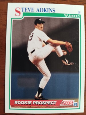 STEVE ADKINS NEW YORK YANKEES 1991 SCORE ROOKIE PROSPECT BASEBALL #716