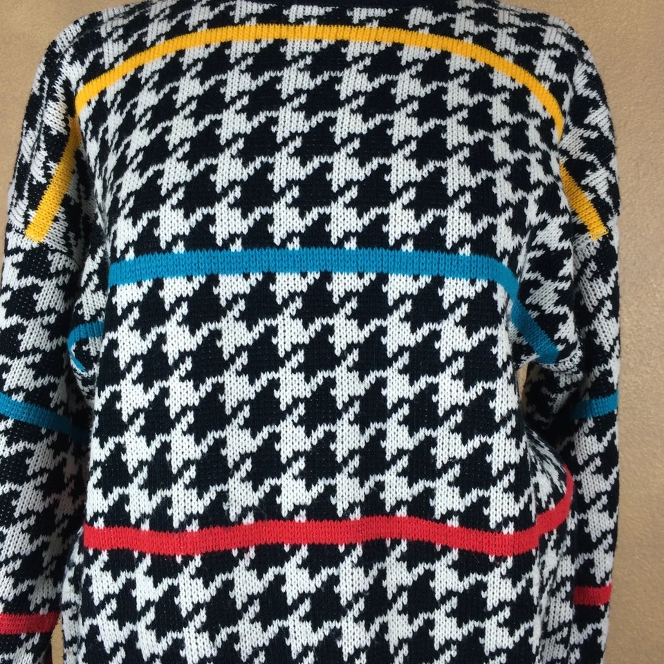 Suéter Izod Vintage Houndstooth com Listras Coloridas Acrílico Tamanho M - Imagem 2 de 4