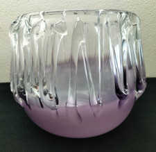 Salviati grande Vaso in Vetro Murano sommerso Bianco e Pervinca Vintage