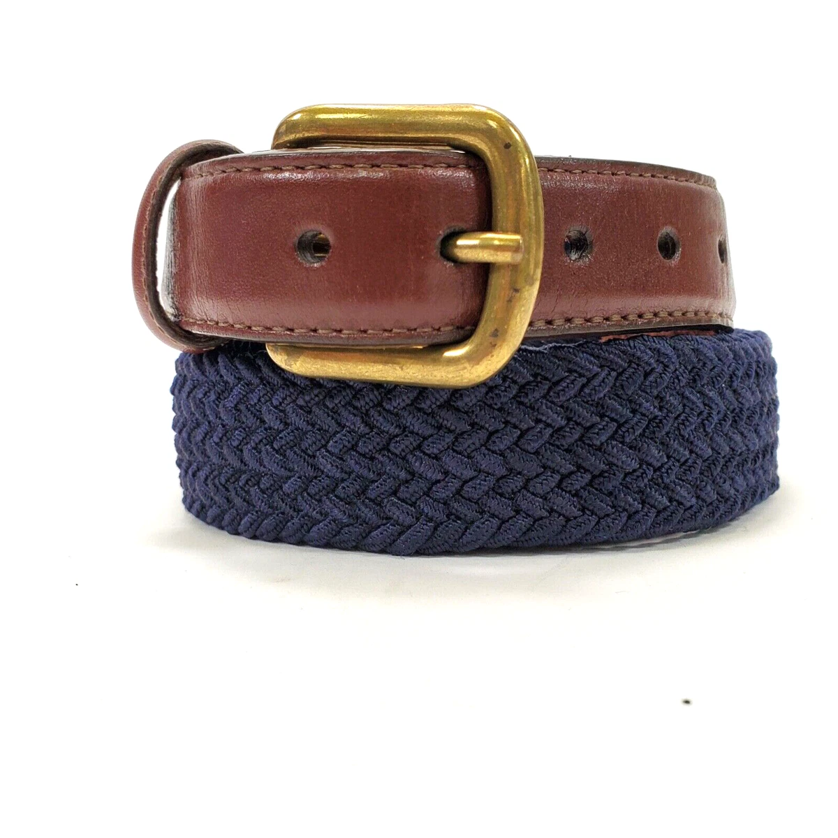 L.L. Bean Blue Leather Belt Size 34 Genuine Leather Classic Preppy Coastal Light Blue Belt - Ferry & Lighthouse – Bald Head Blues main image 4