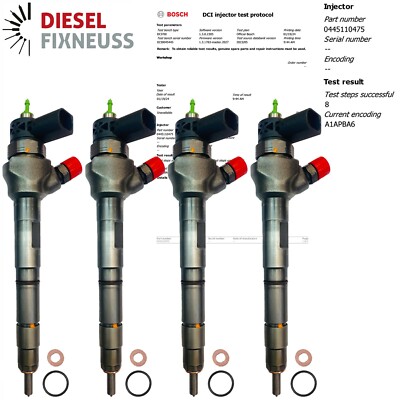 4x 0445110475 04L130277AK Bosch Injektor Audi Seat Skoda Octavia VW Golf 2.0 TDI