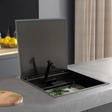 17.7*16.9*9inch Hidden Kitchen Sink, Single Bowl Sink, Stainless Steel Sink