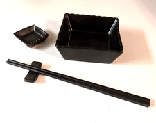 Sushi Ceramic Bowls, Sauce Dishes, Chopsticks and Rests 2 of Each