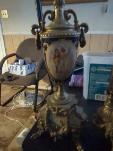 Juego de muebles reloj manto 8 días porcelana estilo bronce y sevres vintage Foto 2 de 4