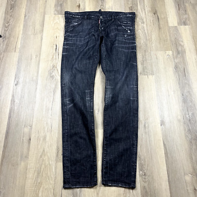 Dsquared2 Cool Guy Jeans Mens 56 fits 41x36 Black Distressed Slim Skinny Italy