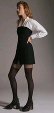 NWT MAEVE ANTHROPOLOGIE SzM B&W 2-Tone Twofer Split Back Corset Knit Shirt Dress