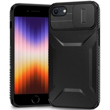 For iPhone SE 3/SE 2 iPhone 8/7 Case Rugged Sliding Lens Cover Tempered Glass