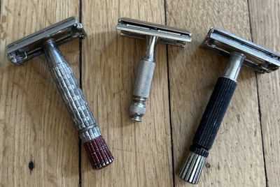 Vintage Lot of 3 Gillette Double Edge Safety Razors