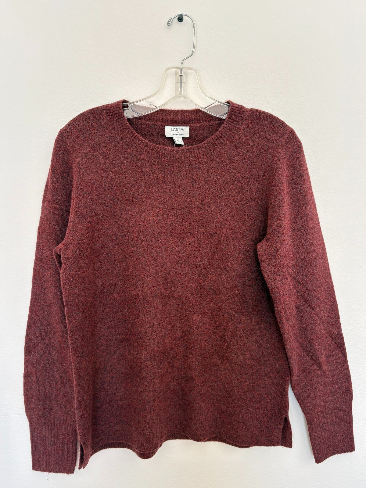 JCrew Crewneck Extra Soft Yarn Sweater Womens Size Small Wine Red Wool Blend NWT