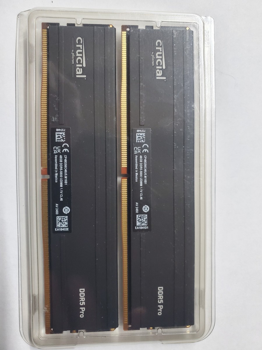 Crucial Pro 96GB DDR5 RAM Kit (2x48GB), 5600MHz Desktop