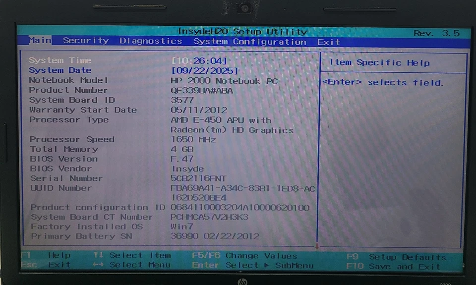 Portátil HP 2000-369WM AMD E-450 4 GB SIN HD/OS (FL) Foto 2 de 4