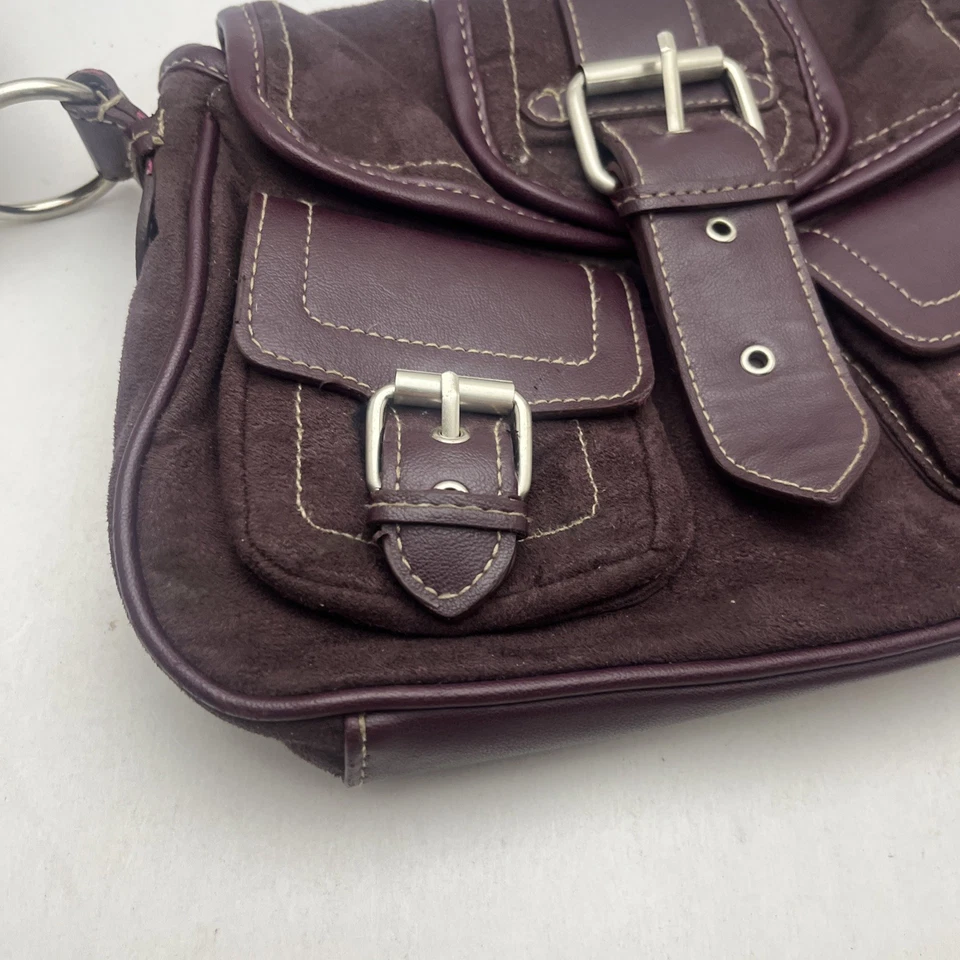 Bolso de hombro de gamuza de imitación de cuero púrpura para mujer RN42000  Foto 3 de 4