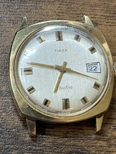 Vintage Timex Electric Date Watch Gold Tone 1960s USA Made – As Is