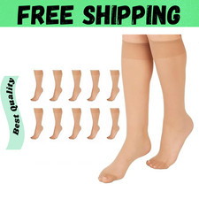 L'eggs Everyday Women's Nylon Knee Highs Reinforced Toe Nude 1 10-pack