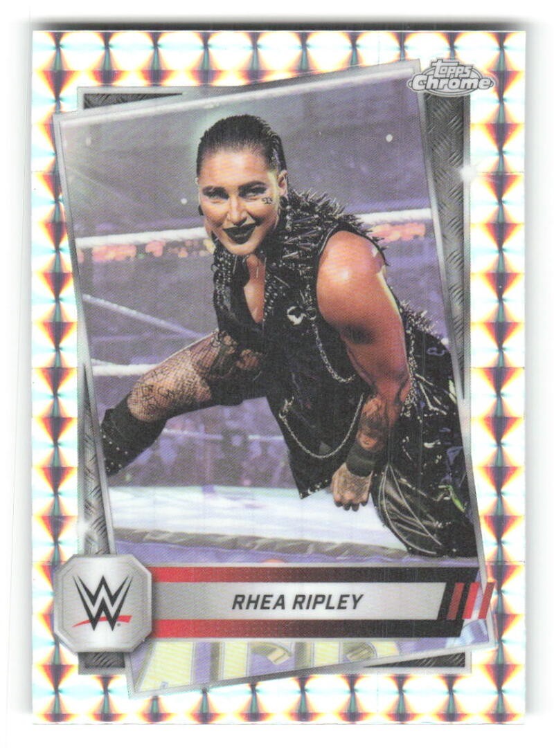 2025 Topps Chrome WWE Geometric Refractor #80 Rhea Ripley Raw