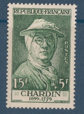 Timbre France 1956 Chardin vert 15f + 5f n° 1069 Y&T neuf