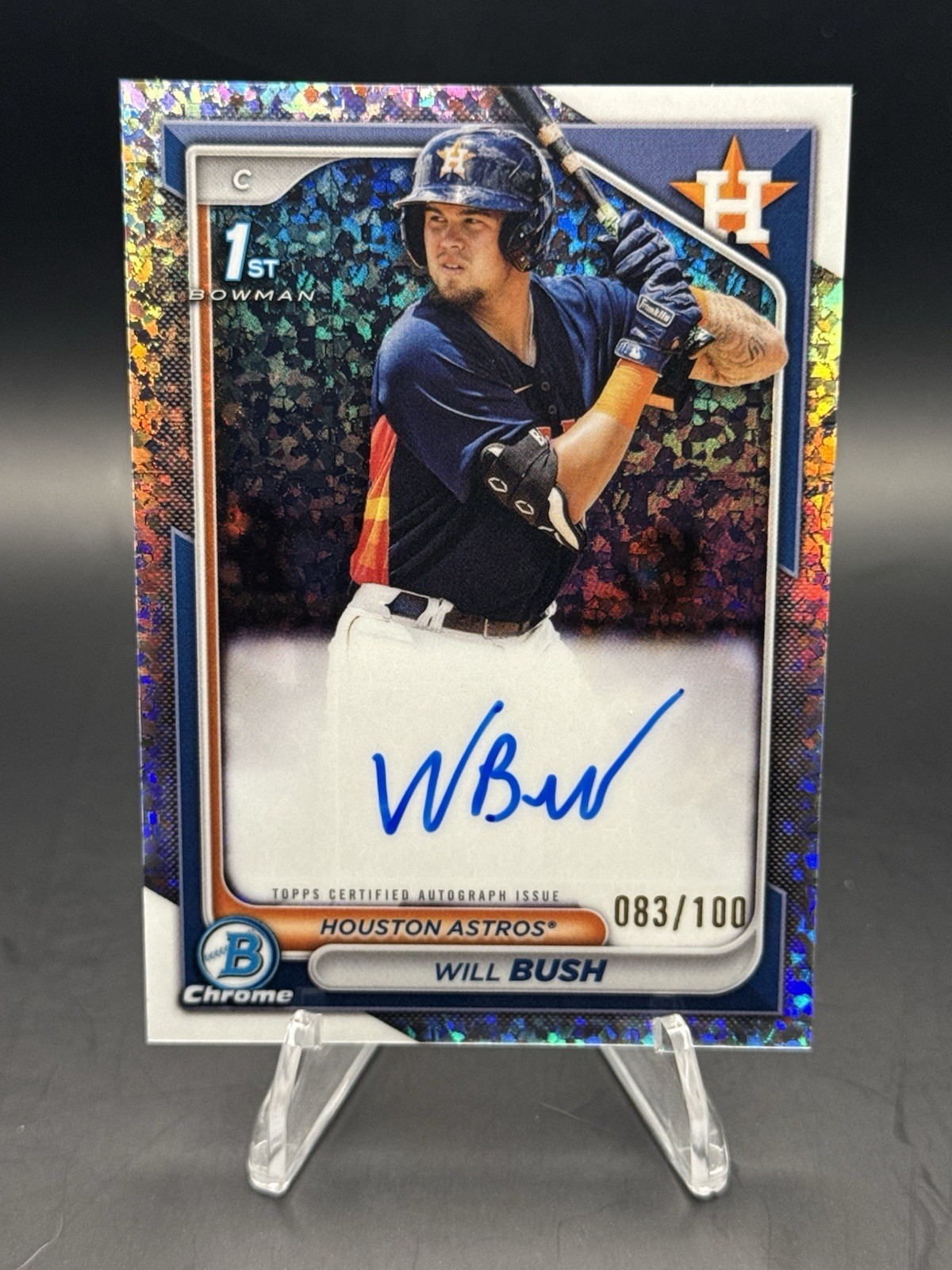 2024 Bowman 1st Chrome Prospect Autograph Will Bush #CPA-WB Mini-Diamond /100🫡
