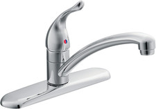 Moen Chateau Chrome One-Handle Low Arc Kitchen Faucet for 3-Hole Sinks, 7425