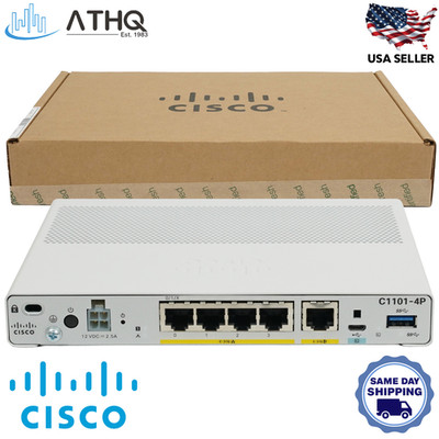 Cisco C1101-4P ISR 1101 Router 4-Port Gigabit Ethernet WAN SD-WAN Branch Refresh