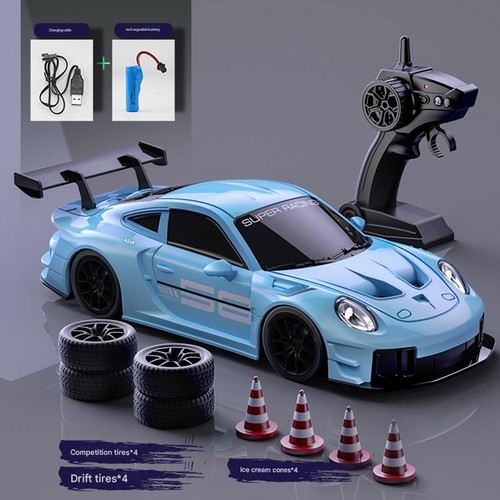 Auto Drift RC Scala 1:24 4WD con 2 Modalità Velocità, Luci LED e Portata 50m Regalo - Foto 12 di 15