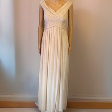Davids Bridal Tulle Lined F19951 Bridesmaid Maxi Dress Sz6 NWT Cap Sleeve NBCHAM