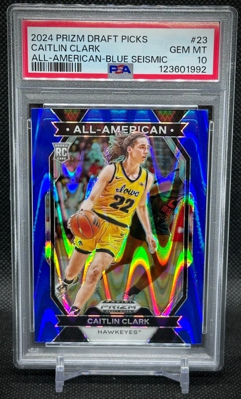 Caitlin Clark RC 2024 Panini Prizm  All-American Blue Wave Prizm 91/149 PSA 10