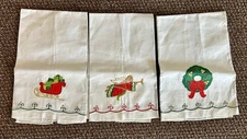 3 Vtg Lillian Vernon Christmas Guest Towels ~ Hand / Tea ~ NEW ~ Same Day Ship