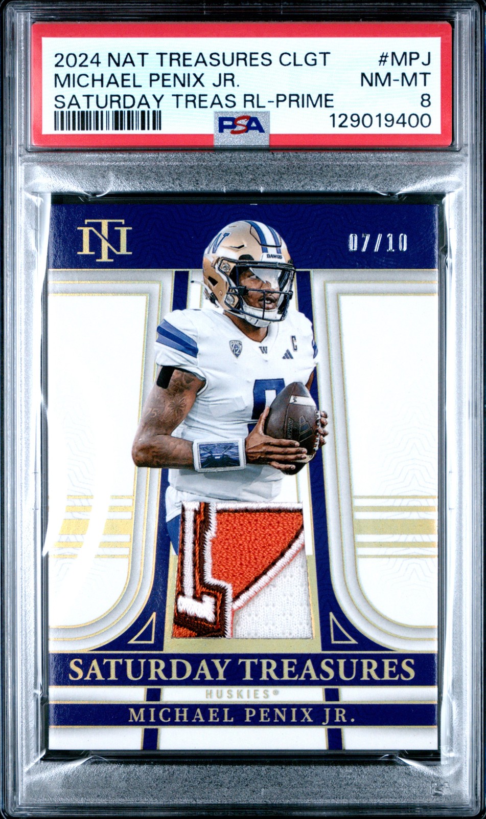 Michael Penix Panini Natonal Treasures Collegiate Saturday Treasures Relics #MPJ Prime