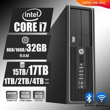 HP Desktop Computer PC i7, up to 64GB RAM 17TB SSD, Windows 11/10,WiFi, DVD-RW