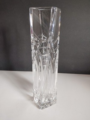 Vintage Miller Rogaska Glossy Clear Cut Crystal Decorative Vase Abstract Pattern
