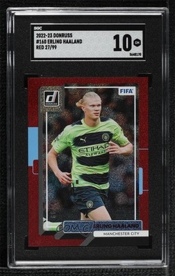 2022-23 Panini Donruss Red 27/99 Erling Haaland #160 SGC 10 GEM uk2