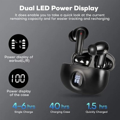 TWS Wireless Bluetooth 5.3 Earbuds Stereo Headset Noise Cancelling Trucker w/Mic