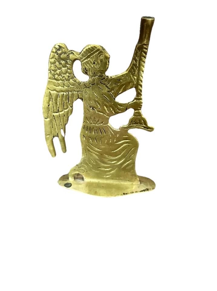 Vintage Candlestick Holder Christmas Angel Double Sided Solid Brass - Image 2 of 4