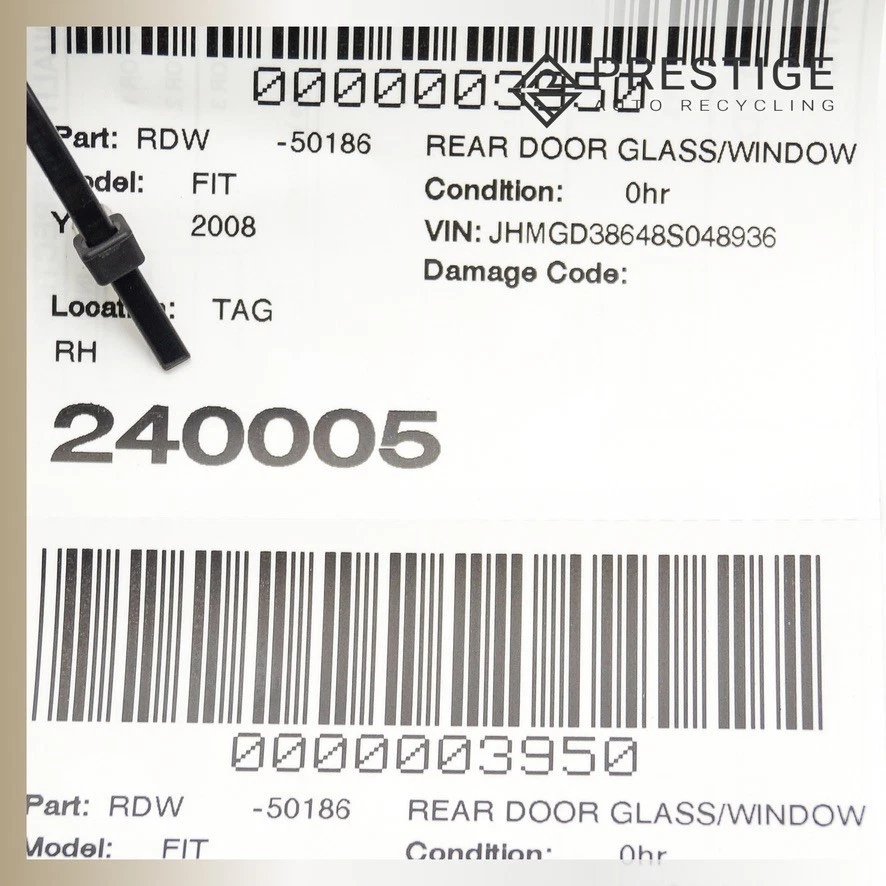 2007–2008 HONDA FIT Door Window Glass Side Window Rear Right 73400-SAA-G01 Foto 3 de 3